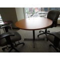 Sugar Maple 42 in. Round Meeting Table w Grey Metal Base